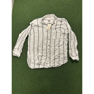 universal thread grey stripe long sleeve M relaxed fit